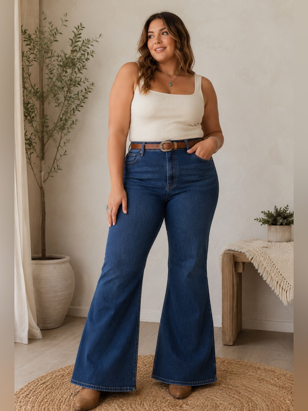 Wrangler Wanderer Indigood High Rise Jeans 35 x 30 Western Flare Plus Size